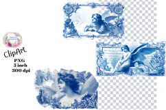 Vintage, Blue, Victorian, Overlay, Ephemera, PNG, Clipart Product Image 1
