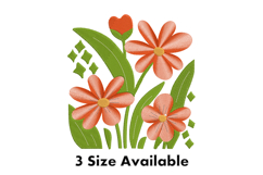 Bright Orange Floral Garden Embroidery Design Product Image 1