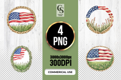 American Flag Wreath Clipart Sublimation PNG Product Image 1