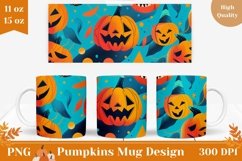 Halloween Pumpkins Mug Design, Halloween Coffee Mug Wrap Product Image 1