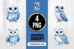 Cute Blue Owl Clipart Sublimation PNG Product Image 1