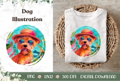 Summer Yorkshire Terrier Illustration, Yorkshire Terrier PNG Product Image 1