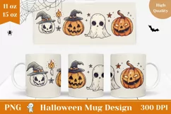 Kawaii Halloween Mug PNG, Funny Pumpkins Mug Sublimation Product Image 1