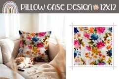 White Pillow Case Print, Vintage Flowers Pillow Design Product Image 1