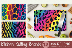 Rainbow Animal Print Cutting Boards sublimation Designs Product Image 1