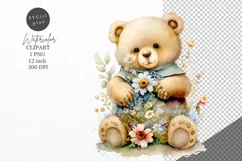 Teddy bear clipart, Teddy clipart, Floral clipart Product Image 1