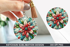 Flower Keychain Sublimation - Winter Keychain PNG Design Product Image 1