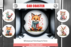 Whimsical Patchwork Pets Car Coaster Product Image 1