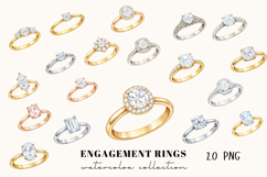 Engagement Rings Watercolor Clipart Product Image 1