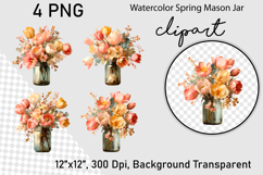 Watercolor Spring Mason Jar Clipart Product Image 1