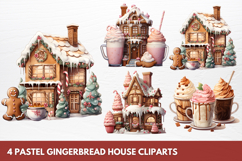 Pastel Gingerbread House Clipart Sublimation Product Image 1