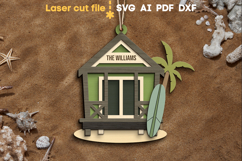 Beach House Ornament SVG laser cut file for Glowforge Product Image 1