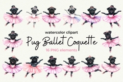 Pug Ballerina in Mid-pirouette Pink Ballet Coquette Clipart Product Image 1