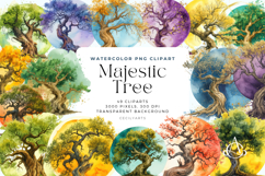 Watercolor Majestic Tree Cliparts Bundle Product Image 1