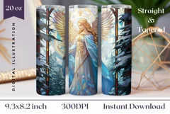 Stained Glass Christmas Angel Tumbler Wrap, Christmas PNG Product Image 1