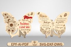 Sunflower and Peony Mom Butterfly Sign SVG Product Image 1