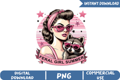 Feral Girl Summer Sublimation, Raccoon Png Product Image 1