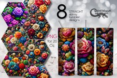 Flowers, black background | folk tumbler Sublimation designs Product Image 1