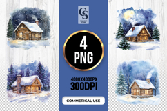 Cozy Winter Cabin Clipart Sublimation PNG Product Image 1