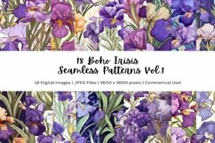Boho Irisis Seamless Patterns - 300DPI Product Image 1