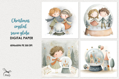 Christmas crystal snow globe digital paper, background clipa Product Image 1