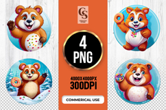 Cute Donut Bear Clipart Sublimation PNG Product Image 1