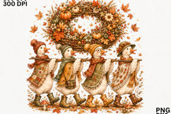 Cute Autumn Ducks Wreath SVG Product Image 2