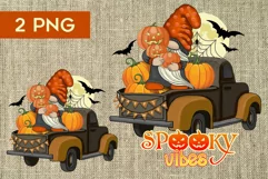truck gnomes halloween png gnome with pumpkin sublimation Product Image 1
