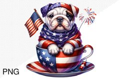 4th Of July Bull Dog Sublimation - 4th of july Clipart PNG Product Image 1