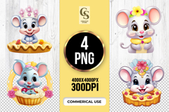 Cute Mouse Cupcake Princess Clipart Sublimation PNG Product Image 3