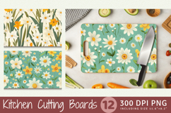 Spring Daisy &amp; Daffodil Cutting Boards sublimation Designs Product Image 1