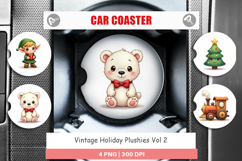 Vintage Holiday Plushies Car Coaster Product Image 1