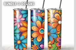 Flowers Groovy Summer Watercolor 20 oz Skinny Tumbler Wrap Product Image 1
