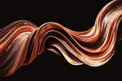 A shiny copper-colored wave of liquid metal on a black Product Image 1