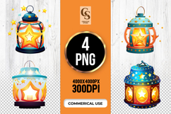 Star Lantern Clipart Sublimation PNG Product Image 1