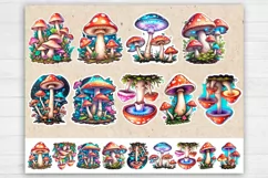 Vivid Mushrooms. Print & Cut Stickers PNG Product Image 2