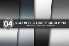 Silver Metallic Gradient Digital Paper Product Image 1