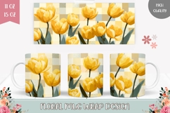Yellow Tulips Mug Wrap, Yellow Flowers Mug Template Product Image 1