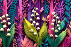 Vibrant Papercraft Floral Scene with Lily of the Valley Art Product Image 1