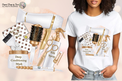 Luxury Hair Salon Sublimation PNG White &amp; Gold Beauty Tools Product Image 2