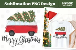 Christmas Van Sublimation | Merry Christmas PNG | Retro PNG Product Image 1