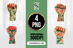 Floral Raised Fist Illustration Clipart Sublimation PNG Product Image 1