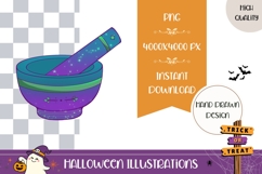 Hand Drawn Halloween Illustration, Cartoon Witchcraft PNG Product Image 1