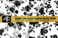 Shabby Chic Black Flower Digital Paper Product Image 1