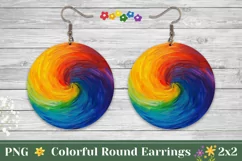 Colorful Round Earrings PNG, Rainbow Round Earring Template Product Image 1