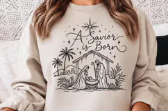 Oh Holy Night Nativity Christmas PNG, Holy Family Manger Chr Product Image 1