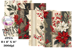 Christmas, Red, Black, Papers, Junk Journal Product Image 1