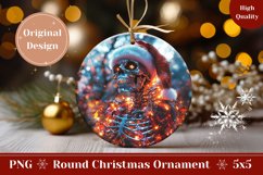 Neon Christmas Skull Ornament, Merry Christmas Ornament Product Image 1