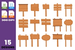 Wooden Sign Clipart Collection Product Image 1