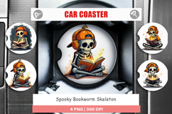 Spooky Bookworm Car Coaster Product Image 1